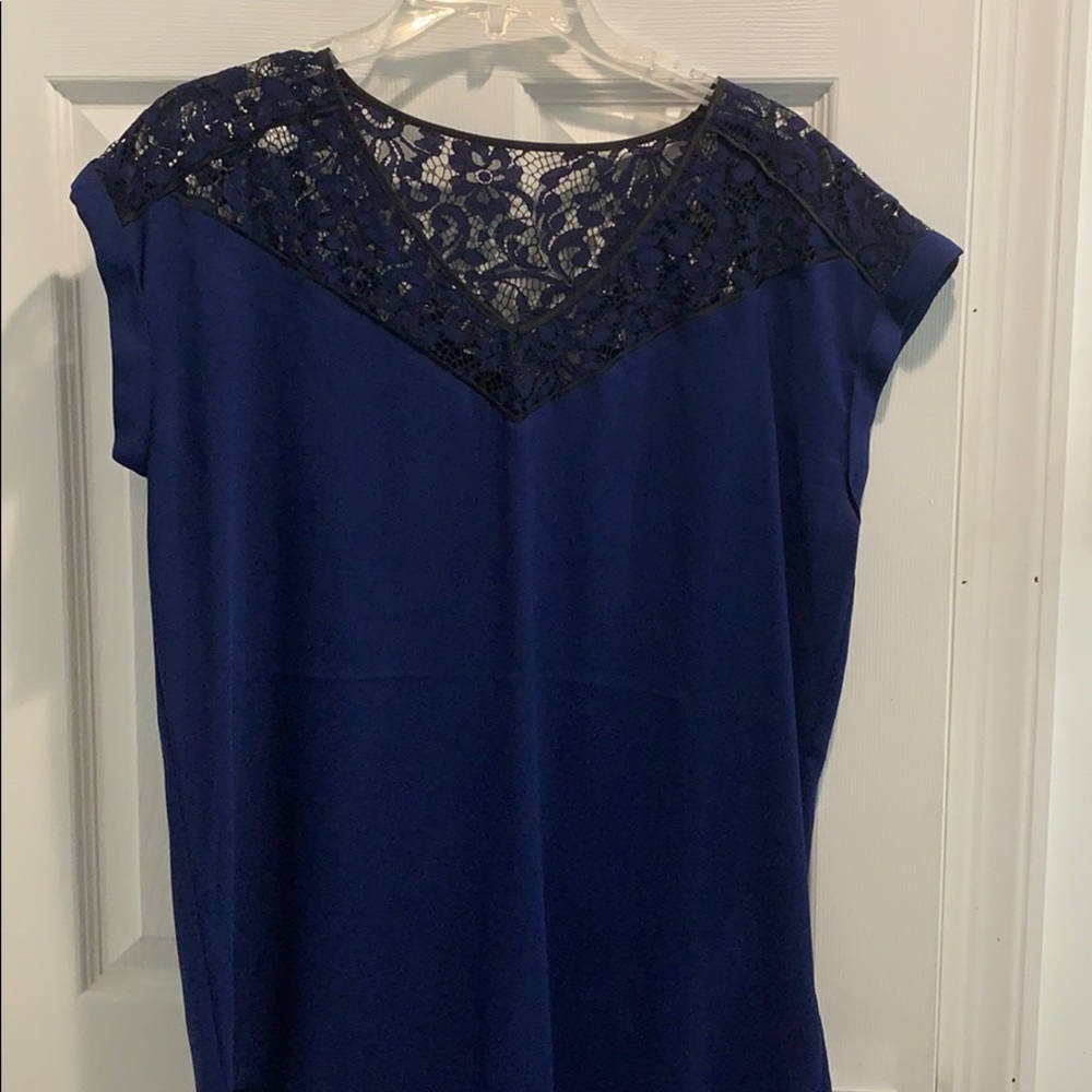 Blue and black lace blouse!
